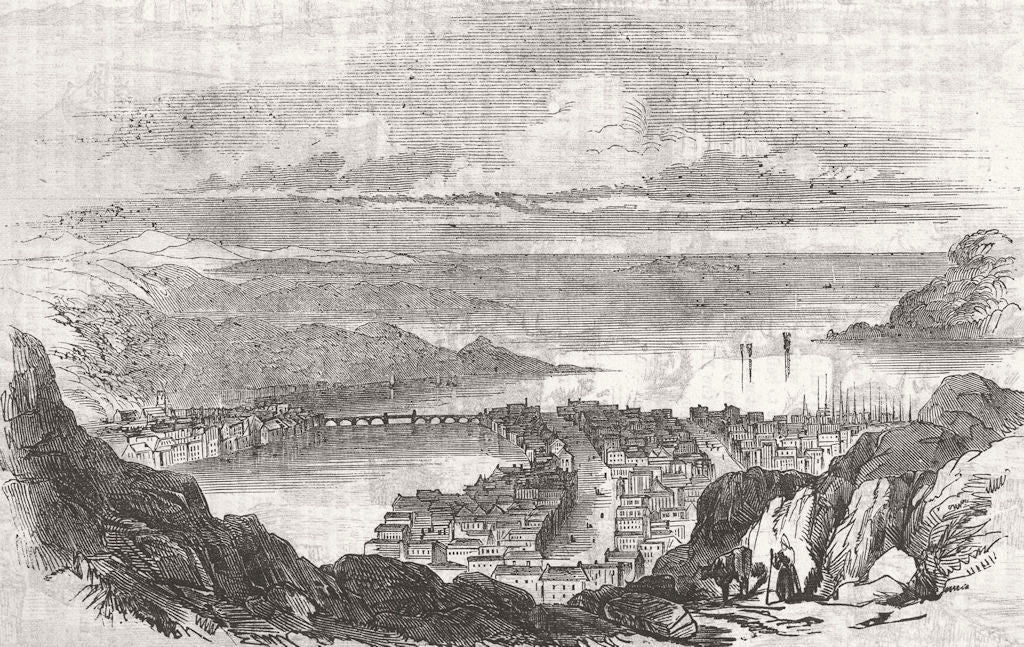 NORWAY. Kristiansund 1854 old antique vintage print picture